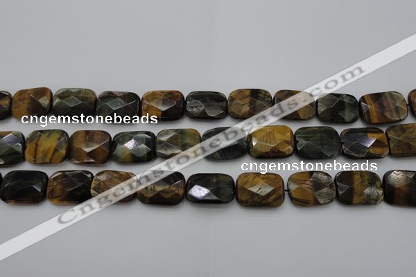 CTE1389 15.5 inches 18*25mm faceted rectangle yellow & blue tiger eye beads