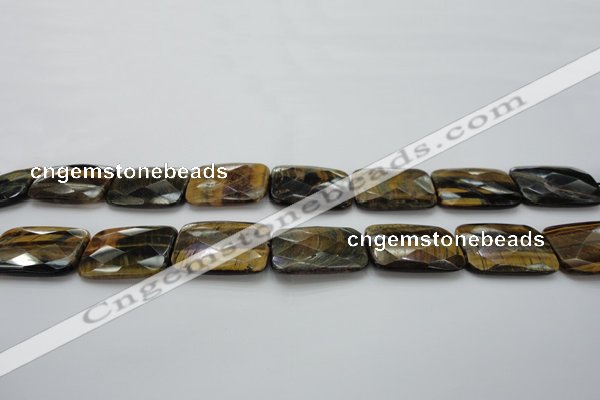 CTE1391 15.5 inches 25*35mm faceted rectangle yellow & blue tiger eye beads