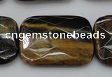 CTE1392 15.5 inches 30*40mm faceted rectangle yellow & blue tiger eye beads