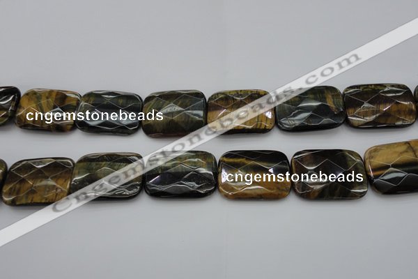 CTE1392 15.5 inches 30*40mm faceted rectangle yellow & blue tiger eye beads