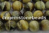 CTE1441 15.5 inches 6mm round golden & blue tiger eye beads