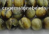 CTE1442 15.5 inches 8mm round golden & blue tiger eye beads