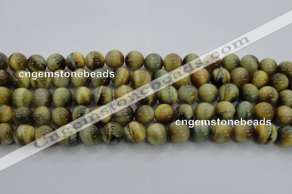 CTE1442 15.5 inches 8mm round golden & blue tiger eye beads