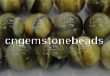 CTE1444 15.5 inches 12mm round golden & blue tiger eye beads