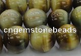 CTE1446 15.5 inches 16mm round golden & blue tiger eye beads