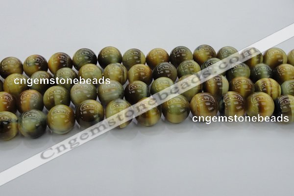 CTE1446 15.5 inches 16mm round golden & blue tiger eye beads