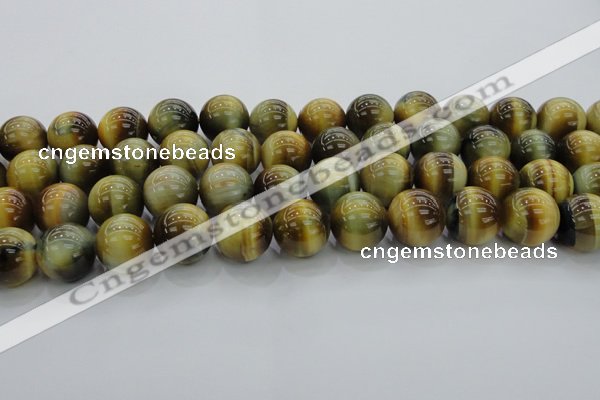 CTE1447 15.5 inches 18mm round golden & blue tiger eye beads