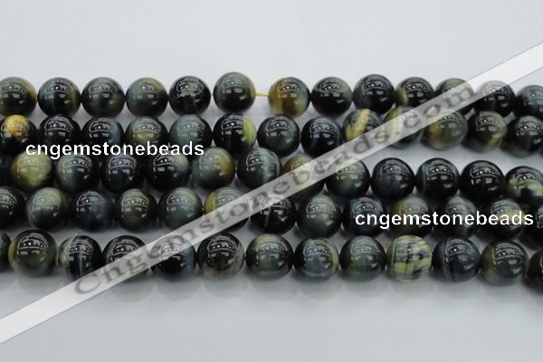 CTE1454 15.5 inches 12mm round golden & blue tiger eye beads