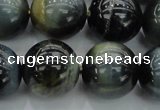 CTE1456 15.5 inches 16mm round golden & blue tiger eye beads