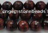 CTE1463 15.5 inches 10mm faceted round red tiger eye beads