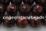 CTE1464 15.5 inches 12mm faceted round red tiger eye beads