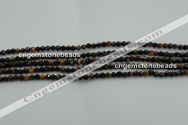 CTE1470 15.5 inches 4mm faceted round mixed tiger eye beads