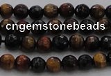 CTE1471 15.5 inches 6mm faceted round mixed tiger eye beads