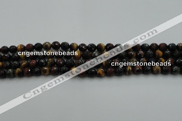 CTE1472 15.5 inches 8mm faceted round mixed tiger eye beads