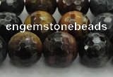 CTE1476 15.5 inches 16mm faceted round mixed tiger eye beads