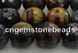 CTE1477 15.5 inches 18mm faceted round mixed tiger eye beads