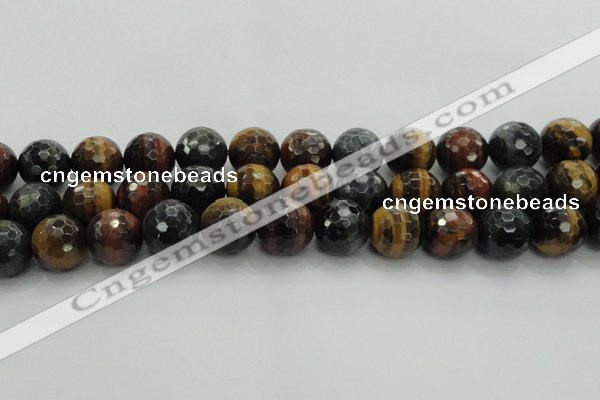 CTE1478 15.5 inches 20mm faceted round mixed tiger eye beads