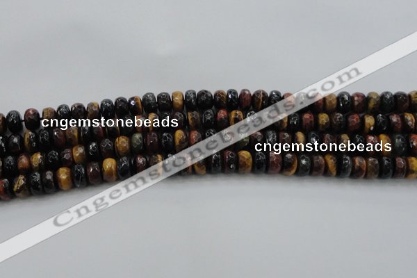 CTE1482 15.5 inches 6*10mm faceted rondelle mixed tiger eye beads