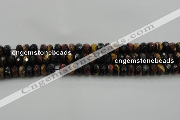 CTE1483 15.5 inches 7*12mm faceted rondelle mixed tiger eye beads