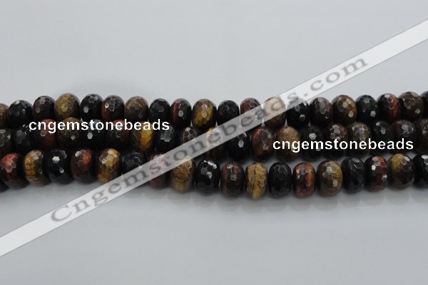 CTE1485 15.5 inches 10*16mm faceted rondelle mixed tiger eye beads