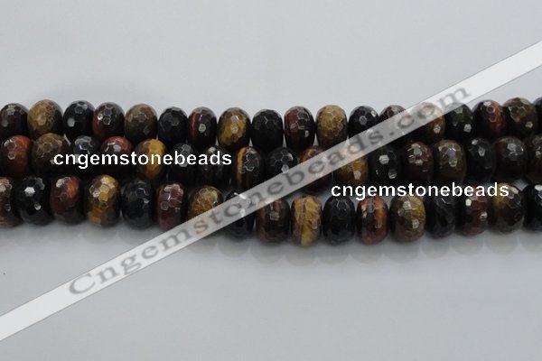 CTE1486 15.5 inches 12*18mm faceted rondelle mixed tiger eye beads