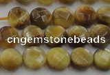 CTE1535 15.5 inches 8mm faceted coin golden tiger eye beads