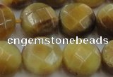 CTE1540 15.5 inches 18mm faceted coin golden tiger eye beads