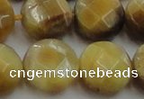 CTE1541 15.5 inches 20mm faceted coin golden tiger eye beads