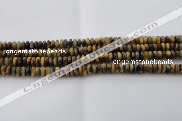 CTE1545 15.5 inches 4*6mm rondelle golden & blue tiger eye beads