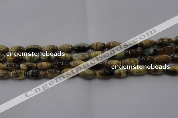 CTE1553 15.5 inches 8*12mm rice golden & blue tiger eye beads wholesale