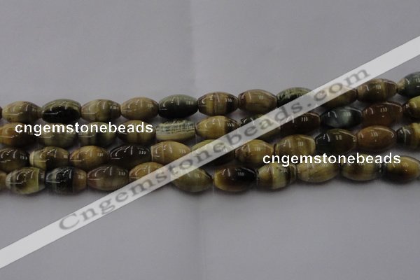 CTE1554 15.5 inches 10*14mm rice golden & blue tiger eye beads wholesale