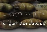 CTE1559 15.5 inches 8*18mm rice golden & blue tiger eye beads wholesale