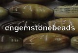 CTE1560 15.5 inches 10*30mm rice golden & blue tiger eye beads wholesale