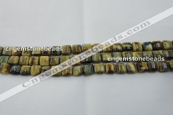 CTE1562 15.5 inches 8*8mm square golden & blue tiger eye beads wholesale