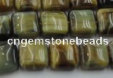 CTE1563 15.5 inches 10*10mm square golden & blue tiger eye beads wholesale