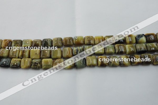 CTE1563 15.5 inches 10*10mm square golden & blue tiger eye beads wholesale