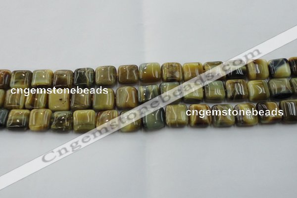 CTE1564 15.5 inches 12*12mm square golden & blue tiger eye beads wholesale