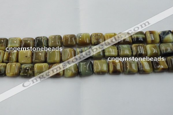 CTE1565 15.5 inches 14*14mm square golden & blue tiger eye beads wholesale