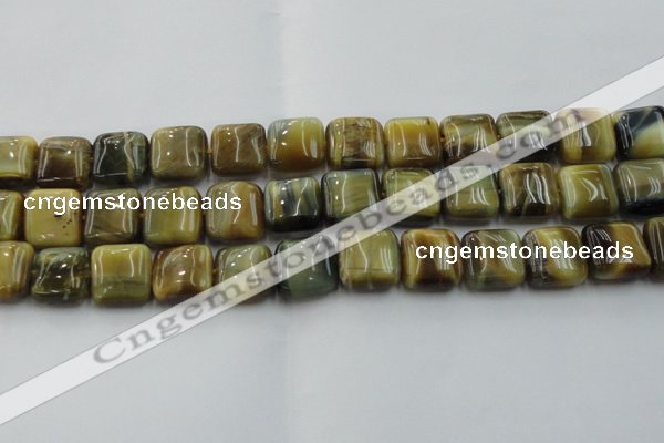 CTE1566 15.5 inches 16*16mm square golden & blue tiger eye beads wholesale