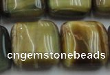 CTE1568 15.5 inches 20*20mm square golden & blue tiger eye beads wholesale