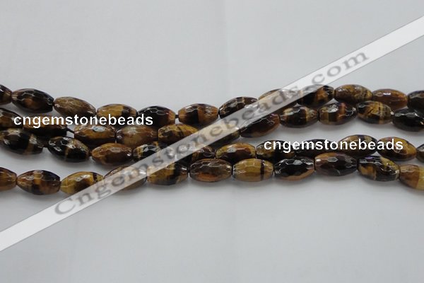 CTE1580 15.5 inches 8*12mm faceted rice yellow tiger eye beads