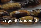 CTE1586 15.5 inches 8*18mm faceted rice yellow tiger eye beads