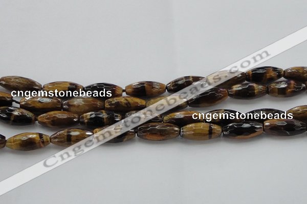 CTE1586 15.5 inches 8*18mm faceted rice yellow tiger eye beads