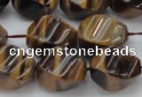 CTE1591 15.5 inches 12*16mm twisted rice yellow tiger eye beads