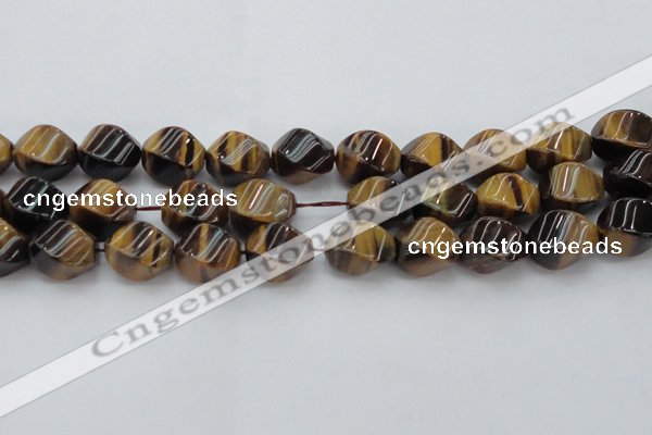 CTE1593 15.5 inches 15*20mm twisted rice yellow tiger eye beads