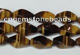 CTE171 15.5 inches 6*12mm twisted rice yellow tiger eye gemstone beads