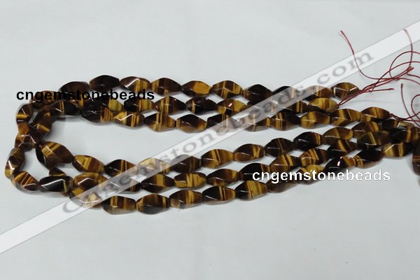 CTE171 15.5 inches 6*12mm twisted rice yellow tiger eye gemstone beads