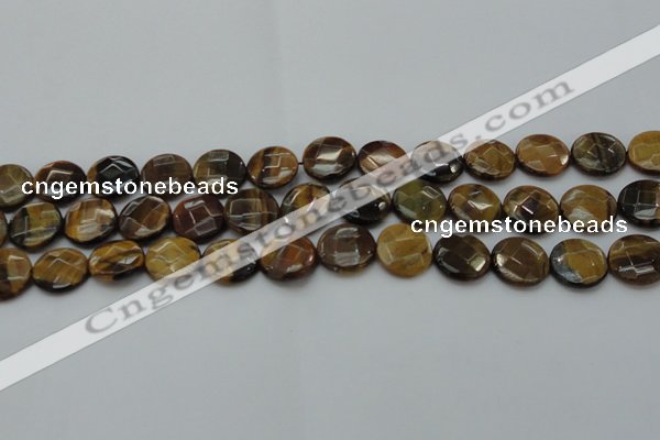 CTE1726 15.5 inches 14mm faceted coin yellow tiger eye beads