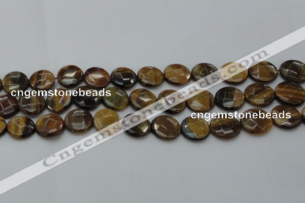 CTE1727 15.5 inches 16mm faceted coin yellow tiger eye beads