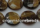 CTE1728 15.5 inches 18mm faceted coin yellow tiger eye beads